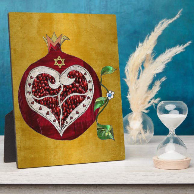 Plaque Photo Judaica Pomegranate Heart Hanoukka Rosh Hashanah (Côté)