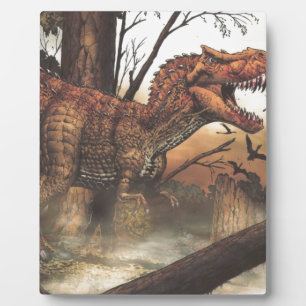 Plaque Photo Jurassic Journey : Dinosaure dans son habitat natu