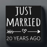 Plaque Photo Just Married 20 Years Ago I<br><div class="desc">Cute design, perfect for anyone who's been married for 20 years and to a wedding vow renewal ceremony. It makes a great matching outfit for couples! 'Just Married 20 Years Ago' quote for a couple who got married 20 years ago or a couple renewing wedding vows on their wedding anniversary....</div>