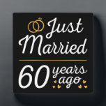 Plaque Photo Just Married 60 Years Ago II<br><div class="desc">Cute design, perfect for anyone who's been married for 60 years and to a wedding vow renewal ceremony. It makes a great matching outfit for couples! 'Just Married 60 Years Ago' quote for a couple who got married 60 years ago or a couple renewing wedding vows on their wedding anniversary....</div>