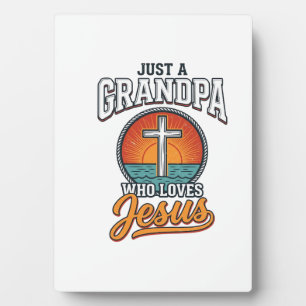 Plaque Photo Juste un grand-père qui aime Jésus Vintage Cross S