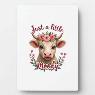 Plaque Photo Juste un peu vintage floral vache des Highlands lu