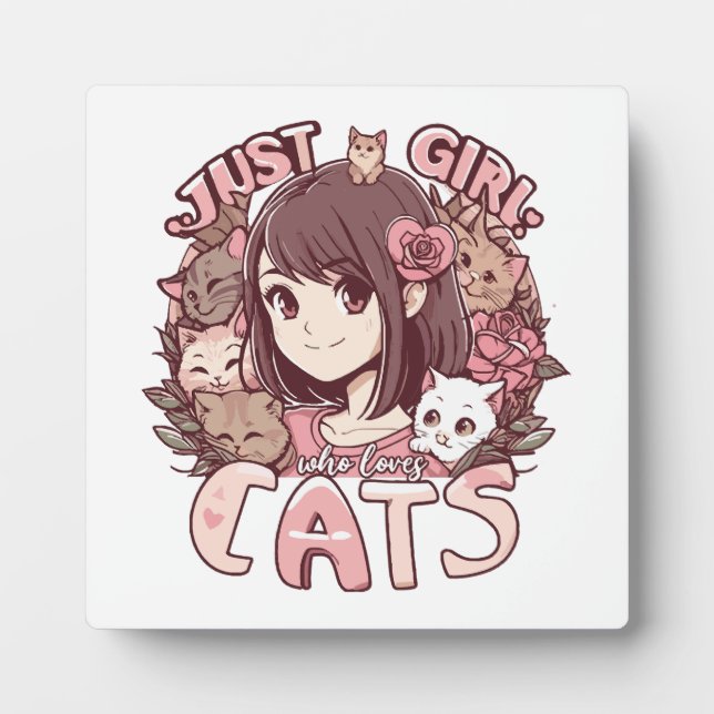 Plaque Photo juste une fille qui aime les chats (Devant)