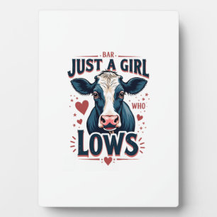 Plaque Photo Juste une fille qui aime les vaches Vintage Cow Lo