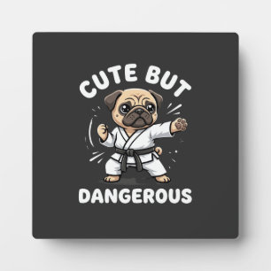 Plaque Photo Karate de pug mignon mais dangereux