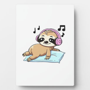 Plaque Photo Kawaii Chibi Paresseux Écoutant de la Musique � Dé