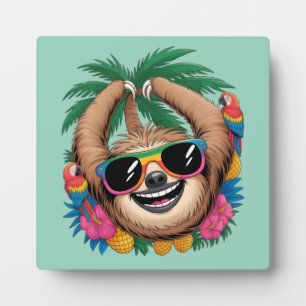 Plaque Photo Kawaii Paresseux Tropical – Vibrations Été Douces