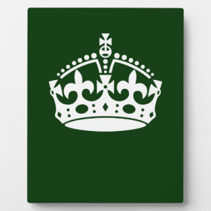 Plaque Photo KEEP CALM CROWN Symbol on Green Decor