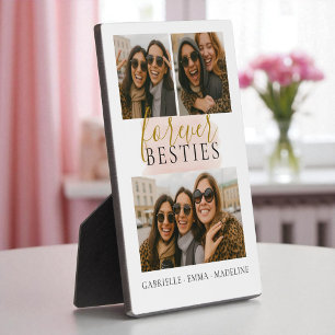 Plaque Photo Keepsaké Forever Besties Friends 3 Photo Collage