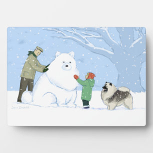 Plaque Photo Keeshond Chien de Neige Keesie Hiver Vacances