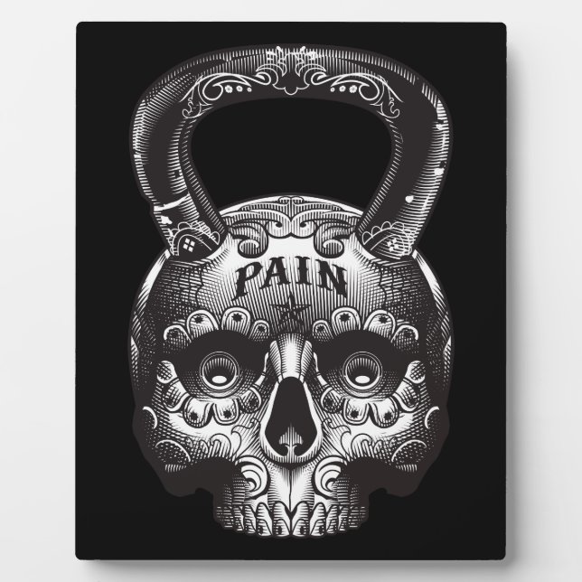 Plaque Photo Kettlebell Skull - Gym entraînement Motivational (Devant)