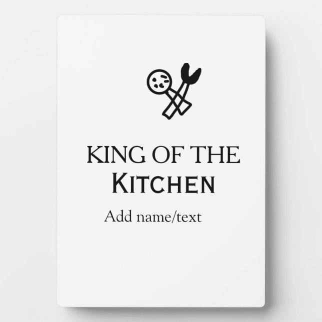 Plaque Photo King of the kitchen chef cooking add name crown ha (Devant)