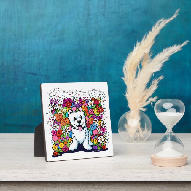 Plaque Photo KiniArt Westie Joyful Garden (Insitu)