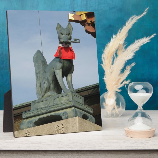 Plaque Photo Kitsune キ ツ ネ (Fox) avec clé dans la bouche (Côté)