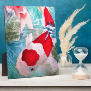 Plaque Photo Kohaku Koi 2 Poissons japonais