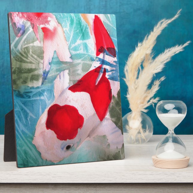 Plaque Photo Kohaku Koi 2 Poissons japonais (Côté)