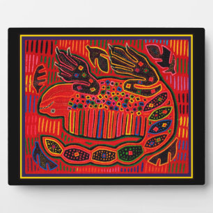 Plaque Photo Kuna Indien Iguana Mola