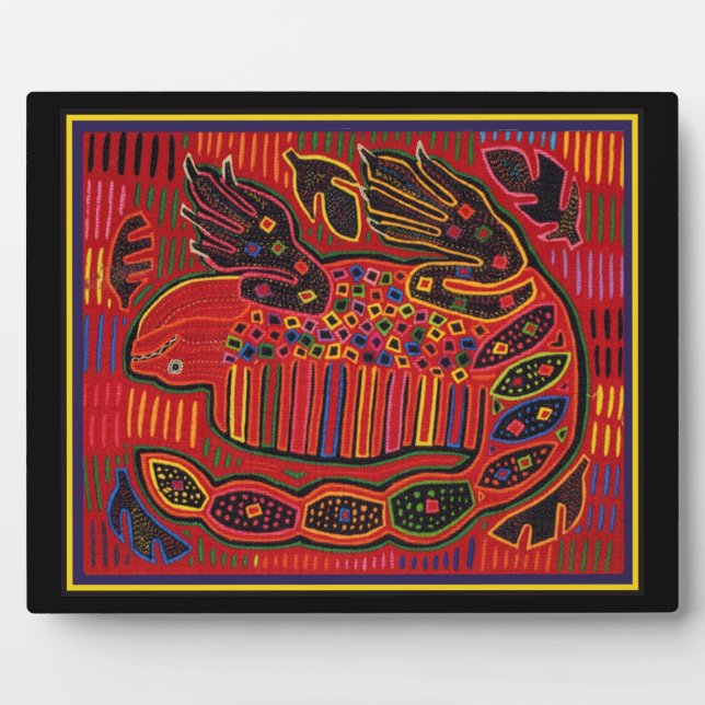 Plaque Photo Kuna Indien Iguana Mola (Devant)