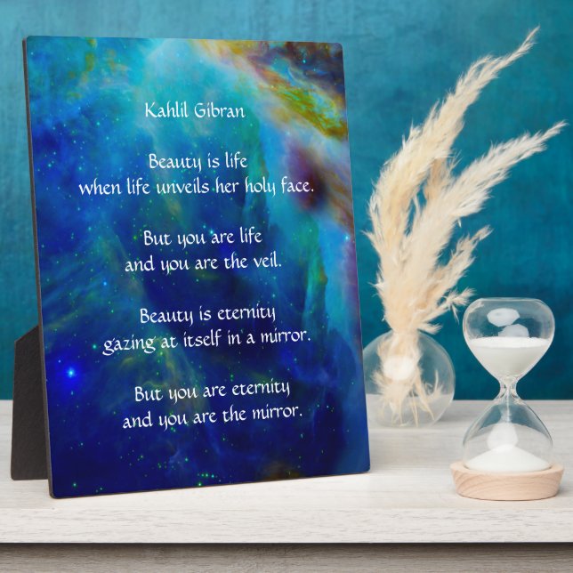 Plaque Photo La Beauté par Kahlil Gibran (Côté)
