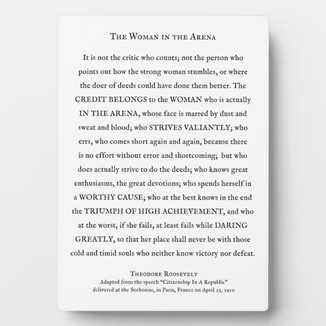 Plaque Photo La Femme dans l'arène don d'inspiration femmes (Devant)