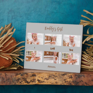 Plaque Photo La fille de papa Je t'aime Collage photo Grey