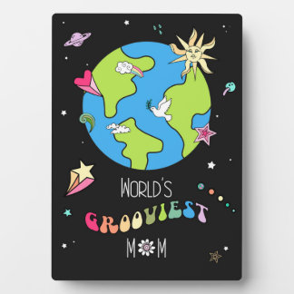 Plaque Photo La maman la plus branchée du monde Cadeau rétro hi