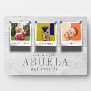 Plaque Photo La mejor abuela del mundo 3 Photo Collage Wood