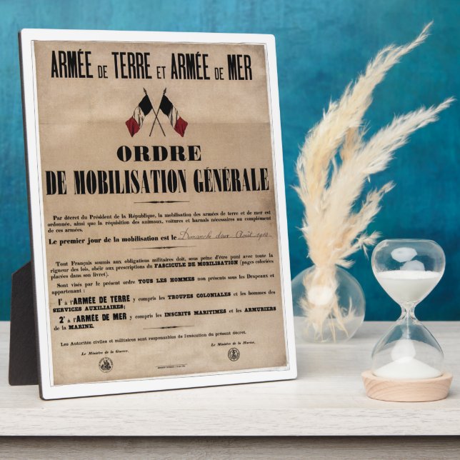 Plaque Photo La mobilisation en France le 1er août 1914 (Côté)