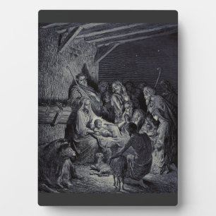 Plaque Photo La Nativité par Gustave Doré Encre victorienne de
