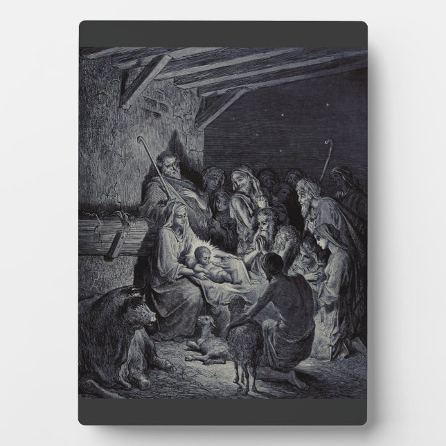 Plaque Photo La Nativité par Gustave Doré Encre victorienne de  (Devant)