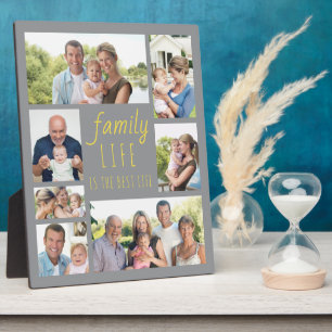 Plaque Photo La vie de famille 7 Photo grise et jaune