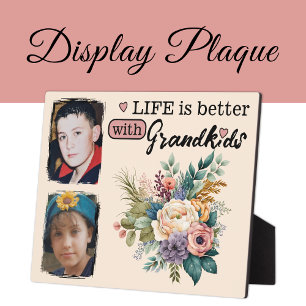 Plaque Photo La vie florale est meilleure 2 photo Grandkids ros