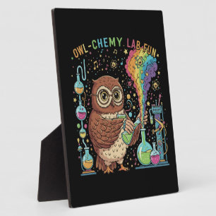 Plaque Photo Laboratoire de chimie ludique pour hibou mignon