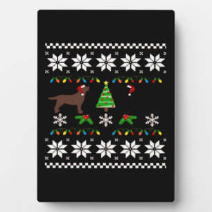 Plaque Photo Labrador noir et Labrador chocolat Joyeux Noël