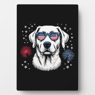 Plaque Photo Labrador patriotique avec USA Shades