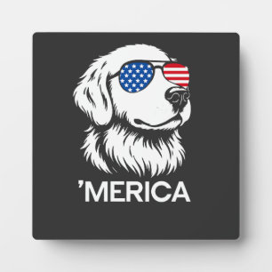 Plaque Photo Labrador patriotique Drapeau américain Fête du qua