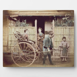 Plaque Photo Lady in a rickshaw, vers 1890 (photo colorée)