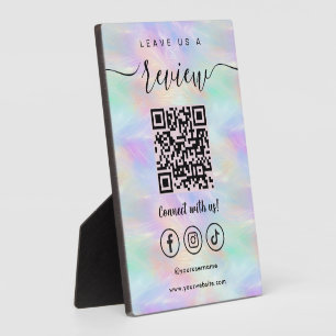 Plaque Photo Laissez-Nous Un Avis Qr Code Iridescente Opal Styl