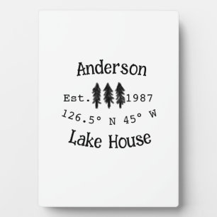 Plaque Photo Lake house et. Date année coordonnées personnalisé
