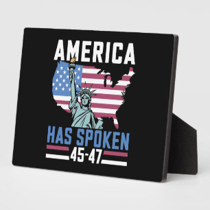 Plaque Photo L'Amérique a parlé 45 47 Président Trump Vintage