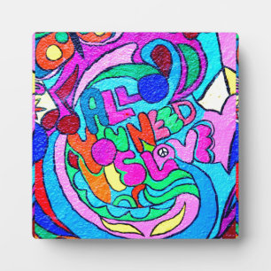 Plaque Photo L'amour de la paix hippie des années 70