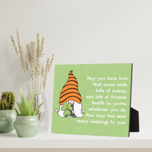 Plaque Photo L'amour ne finit jamais Gnome Irish Blessing Table