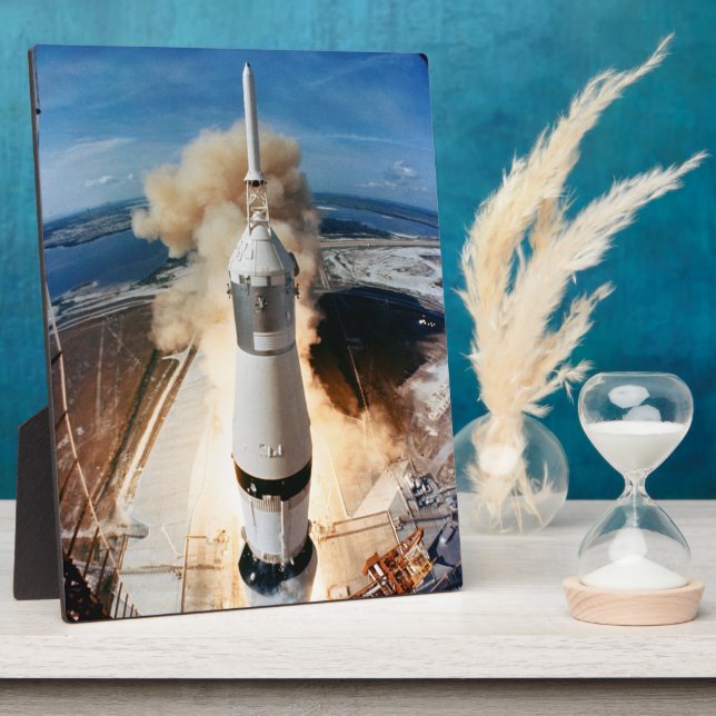 Plaque Photo Lancement de la fusée Apollo Saturn V à Moon 1969 (Côté)