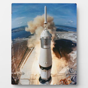 Plaque Photo Lancement de la fusée Apollo Saturn V vers la Lune