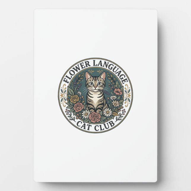 Plaque Photo Langage Fleur Chat Chat Graphique Tee Art - Fleur  (Devant)
