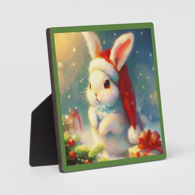 Plaque Photo Lapin de Noël 2 (Recto)