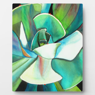 Plaque Photo L'aquarelle du désert bleu et vert Succulent