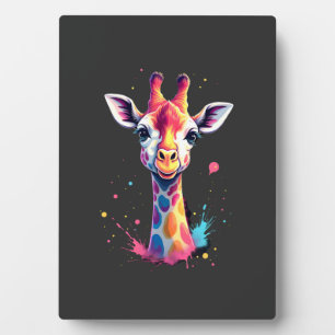 Plaque Photo L'art animalier africain La girafe colorée pour dr