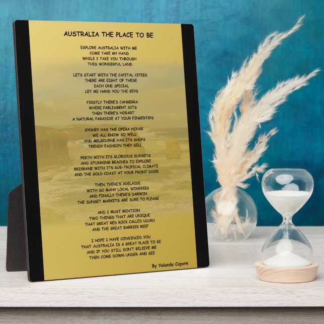 Plaque Photo L'Australie, l'endroit où se poser (Côté)