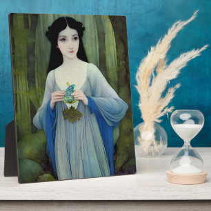 Plaque Photo Lave-encre illustration de la belle femme à Woods